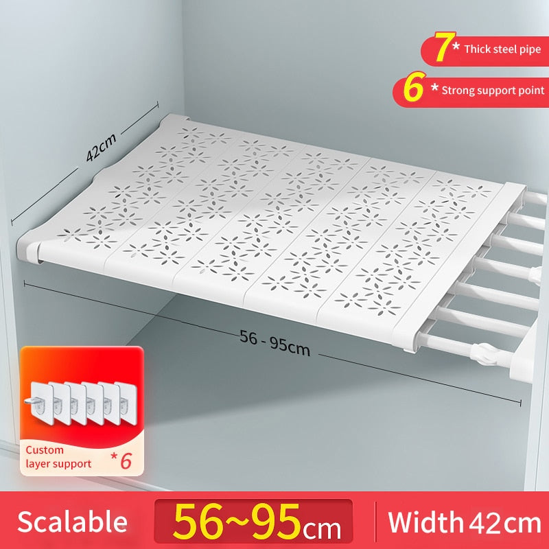 Joybos Cloths Shelves Closet Wardrobe Organizers Storage Shelves Racks Telescopic Shelves Wall Mounted Racks