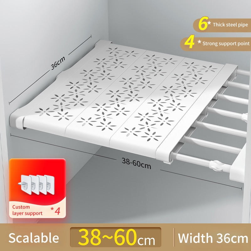 Joybos Cloths Shelves Closet Wardrobe Organizers Storage Shelves Racks Telescopic Shelves Wall Mounted Racks