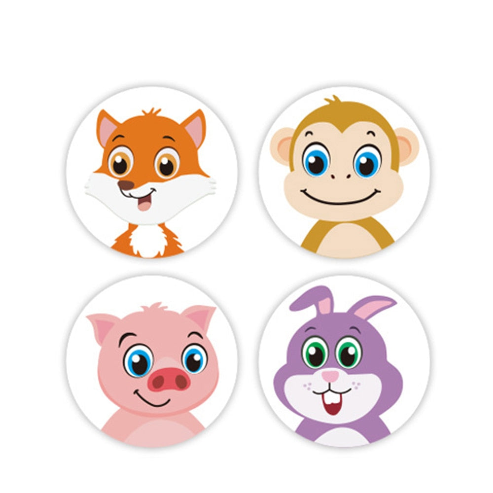 100-500pcs 1inch Cartoon Animal Children Sticker Label Thank You Cute Toy Game Sticker DIY Gift Sealing Label Decoration Supp