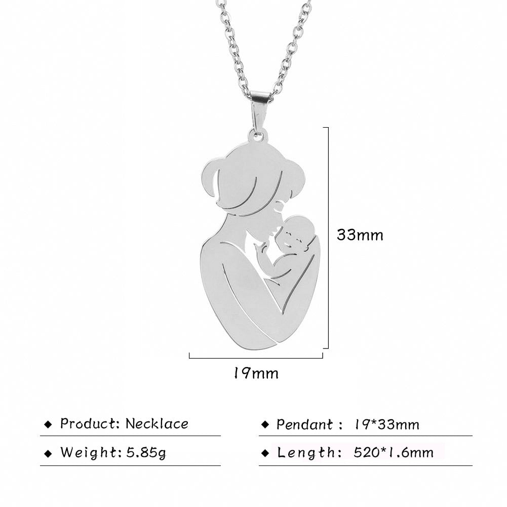 Fishhook Mom Necklace Dad Chain Family Father Mother Day Baby Child Kid Gift For Women Man Stainless Steel Pendant Jewelry