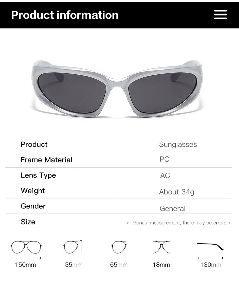 Popular Women&#39;s Sunglasses 2022  Punk Sunglasses Unique Sports Sun Glasses Men UV400 Goggle Shades Mirror Colorful Y2k Eyewear
