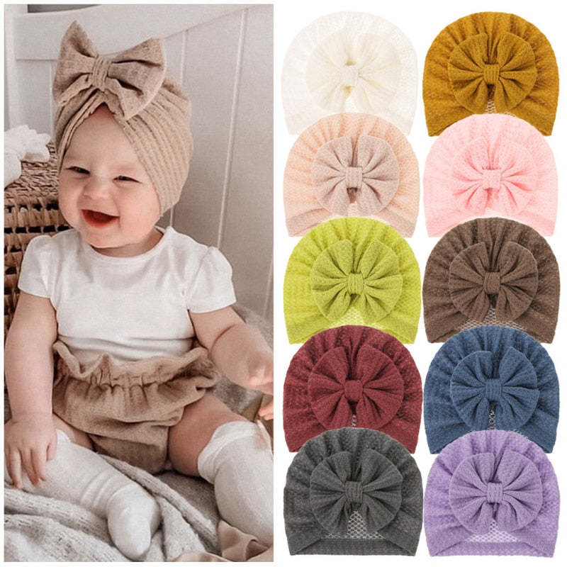 Knot Bow Baby Headbands Toddler Headwraps Baby Girl Flower Turban Hats Elastic Beanies Bonnet Girls Caps Baby Hair Accessories