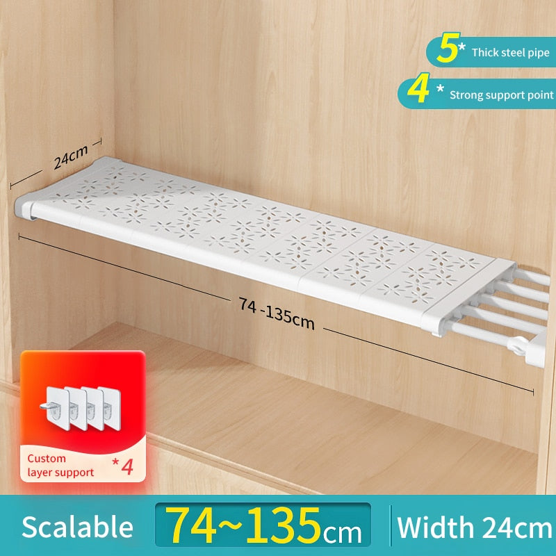 Joybos Cloths Shelves Closet Wardrobe Organizers Storage Shelves Racks Telescopic Shelves Wall Mounted Racks