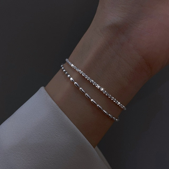 Adjustable Silver Color Dreamcatcher Tassel Feather Round Bead Charm Bracelet &amp;Bangle For Women Elegant Jewelry sl209