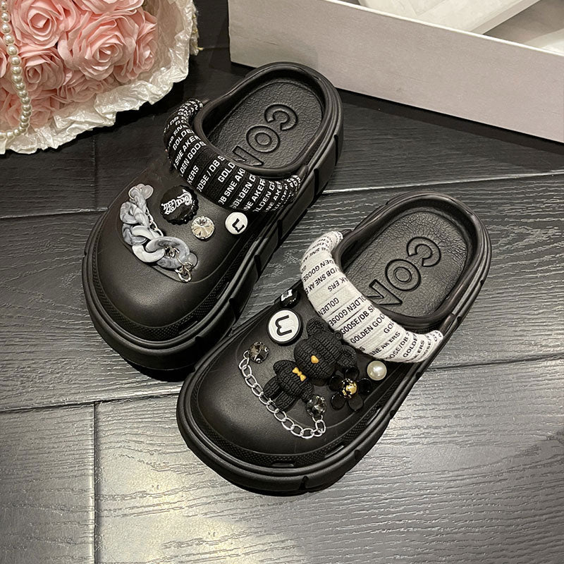Mo Dou Fashion Charms Clog Shoes Outdoor Women Slippers Thick Sole High Quality Summer Sandals For Girls