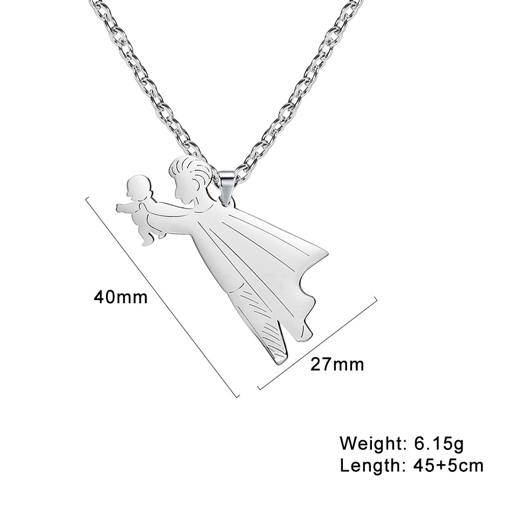 Fishhook Mom Necklace Dad Chain Family Father Mother Day Baby Child Kid Gift For Women Man Stainless Steel Pendant Jewelry