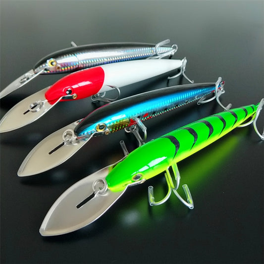 NOEBY 1PCS Big Minnow Fishing Lure 76g/22.5cm 4colors depth 6-8m Metal tongue Floating Lure Hard Bait