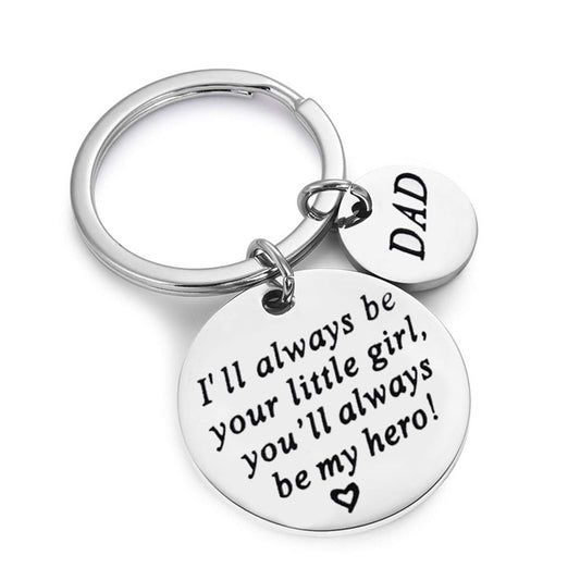 Fathers Day Gift Keychain for Dad You Will Always Be My Hero Birthday Valentine Day Gift for Dad from Daughter Son Kids Wife