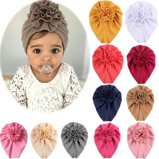 Knot Bow Baby Headbands Toddler Headwraps Baby Girl Flower Turban Hats Elastic Beanies Bonnet Girls Caps Baby Hair Accessories